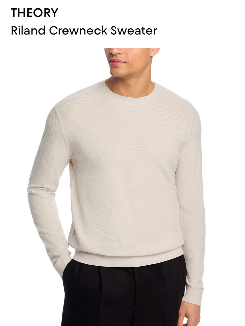 THEORY Men's Crewneck Sweater in Light Cream size large